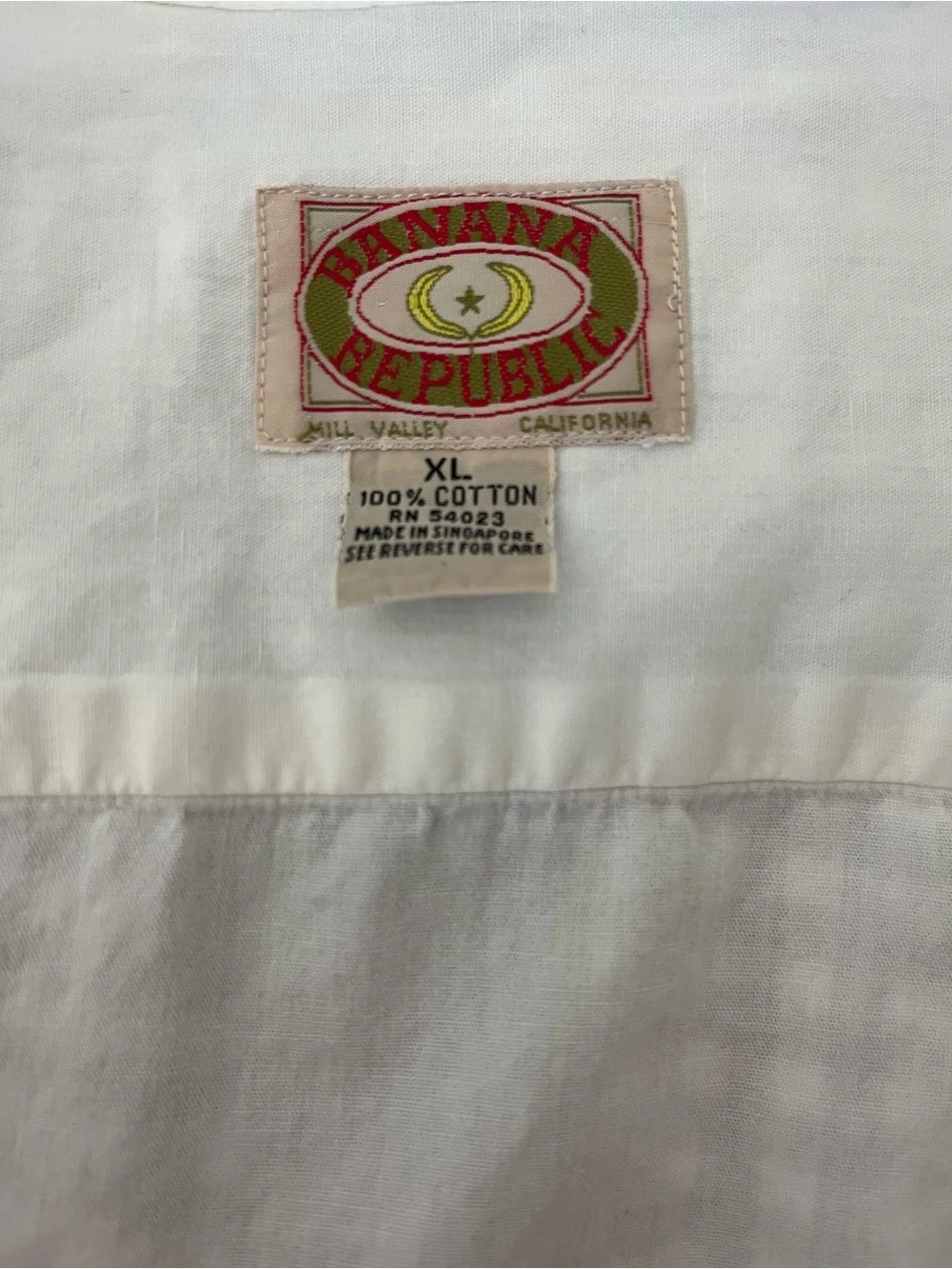 VTG 80s Banana Republic Mill Valley Safari Shirt XL White Cotton Fisherman